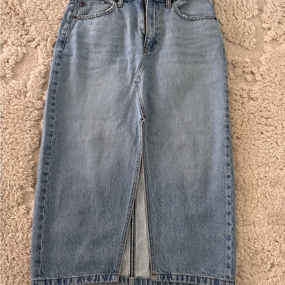 Abercrombie & Fitch Light Blue High-Rise Denim Skirt